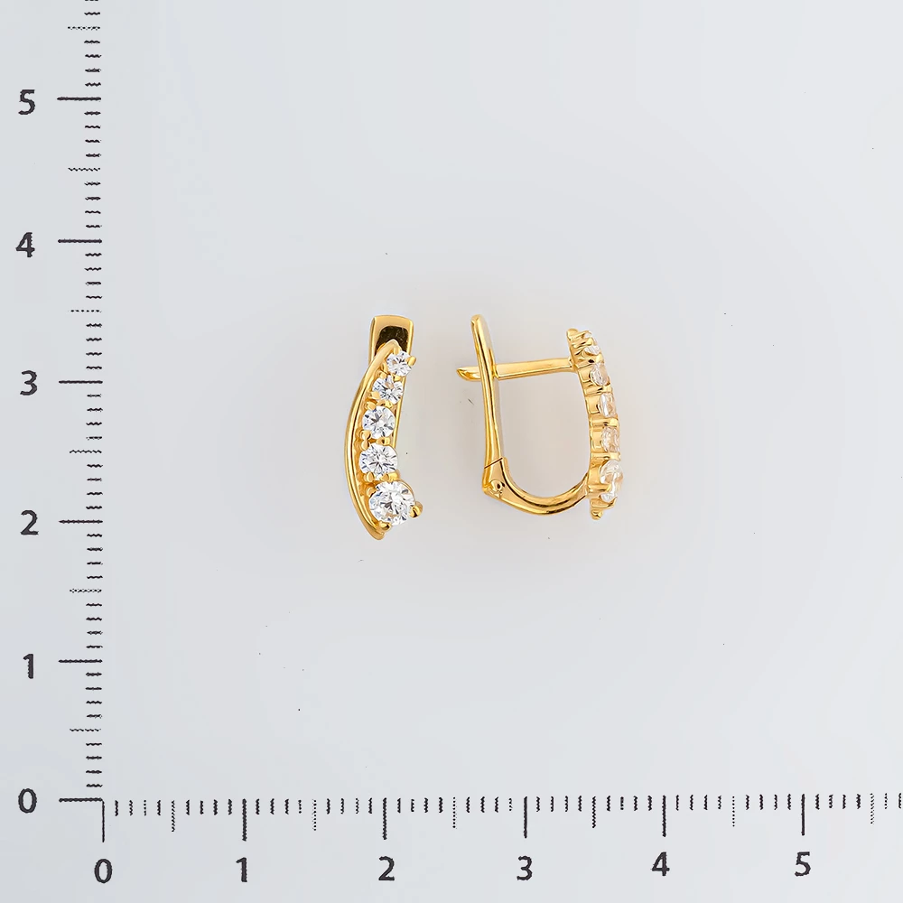 Серьги с фианитом из желтого золота 585 пробы