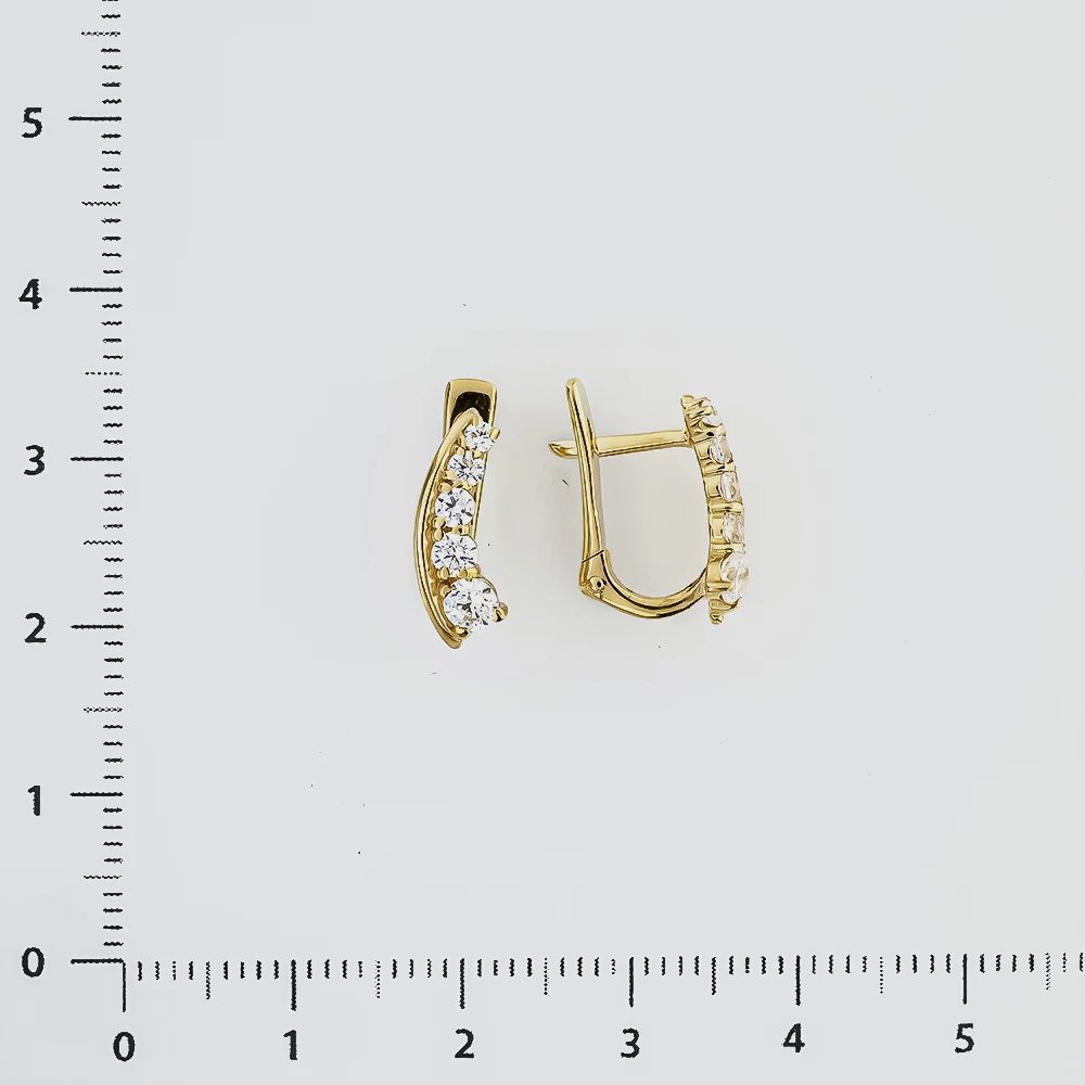 Серьги с фианитом из желтого золота 585 пробы