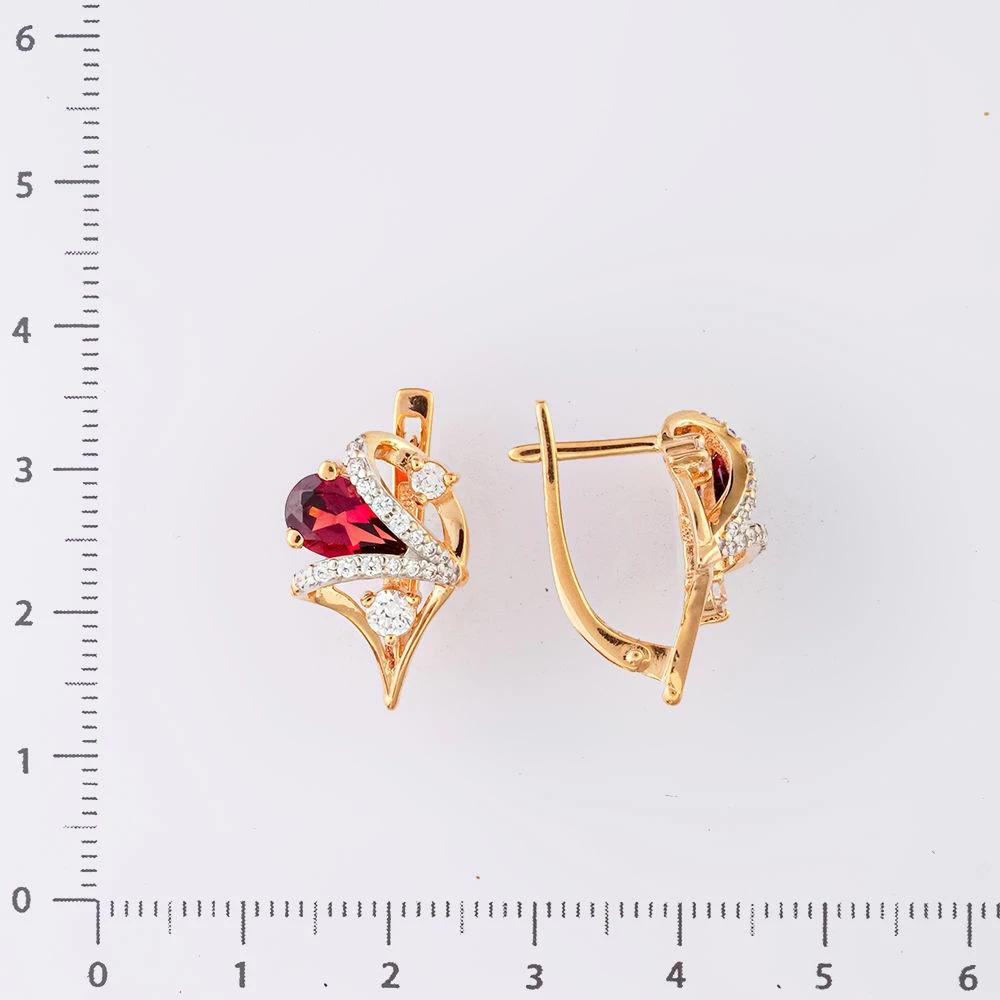 Серьги с ситаллом из красного золота 585 пробы