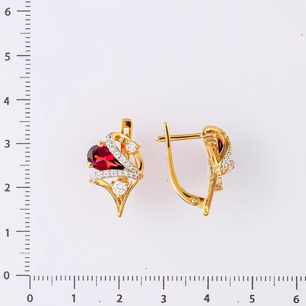 Серьги с ситаллом из красного золота 585 пробы