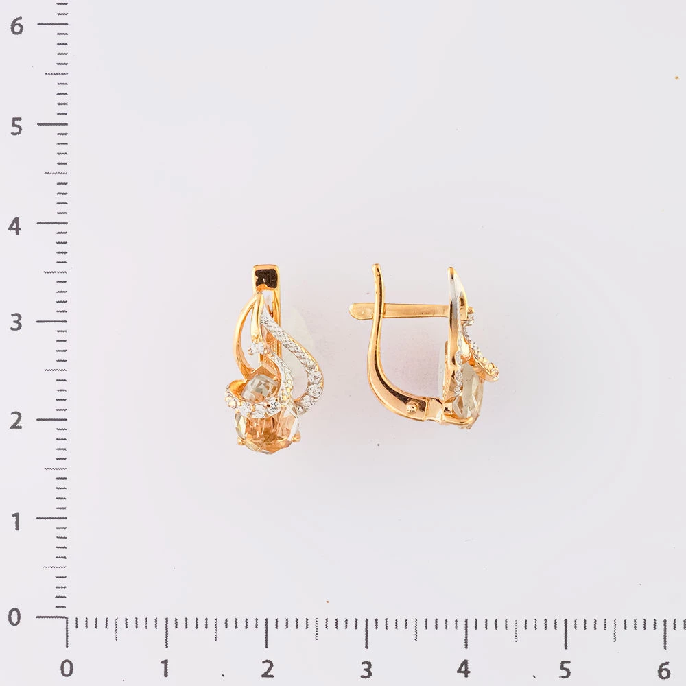 Серьги с ситаллом из красного золота 585 пробы