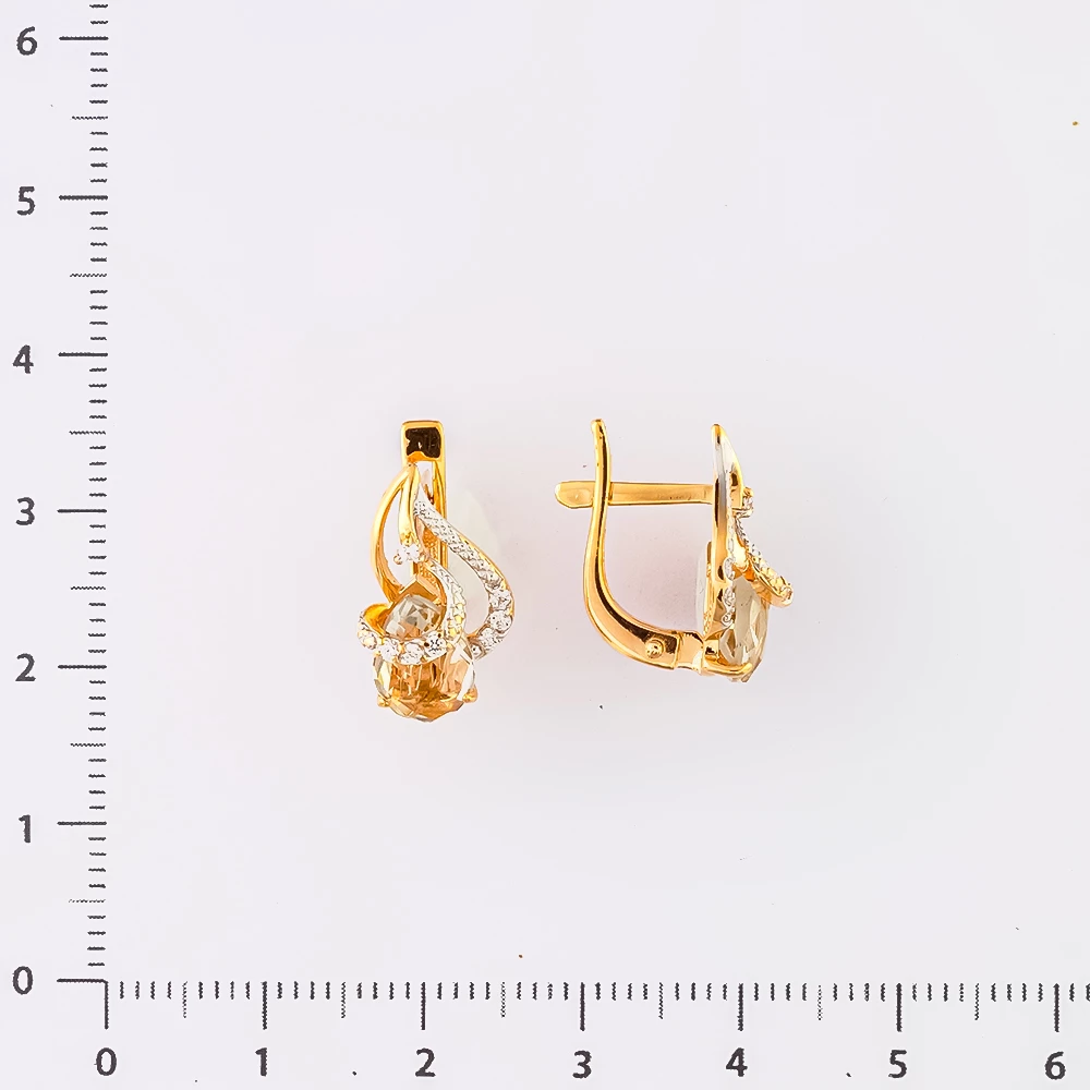 Серьги с ситаллом из красного золота 585 пробы