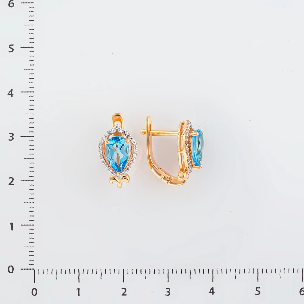 Серьги с топазом из красного золота 585 пробы