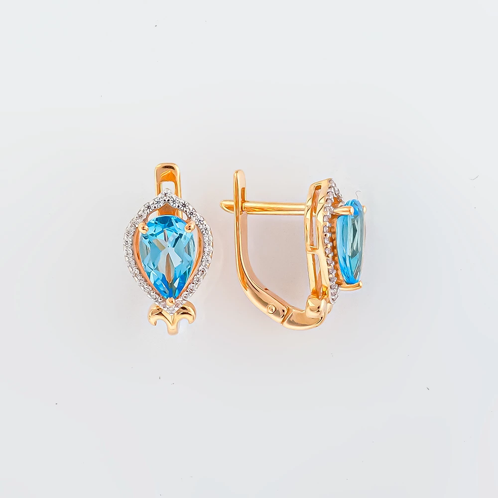 Серьги с топазом из красного золота 585 пробы