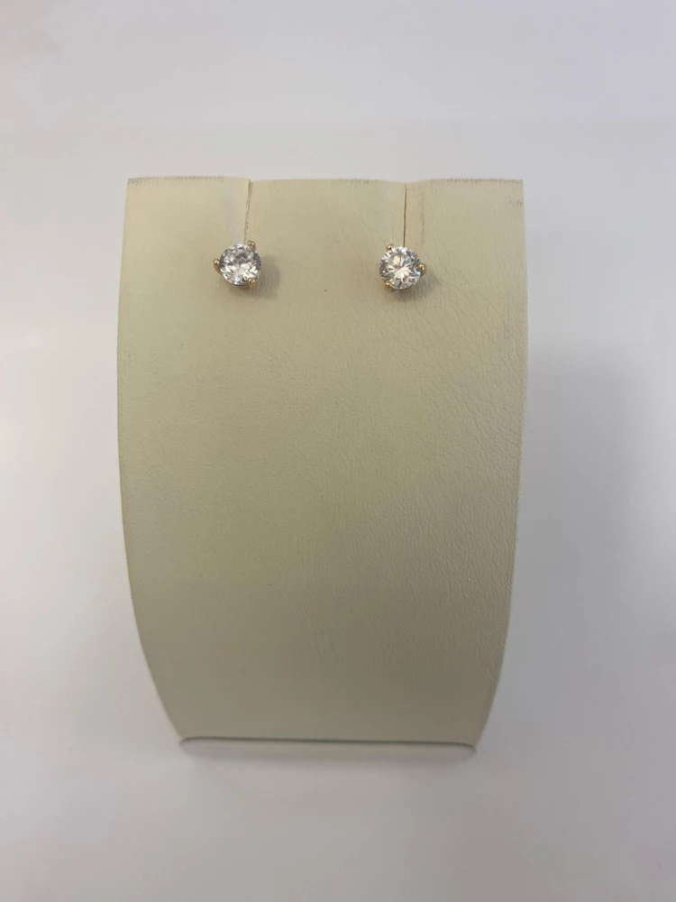 Серьги с фианитом из красного золота 585 пробы