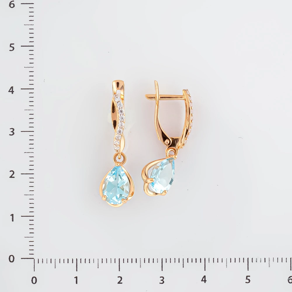 Серьги с топазом из красного золота 585 пробы