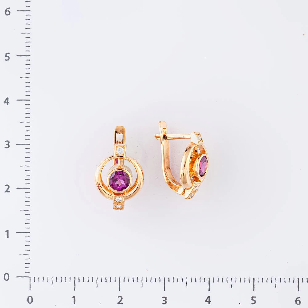 Серьги с ситаллом из красного золота 585 пробы