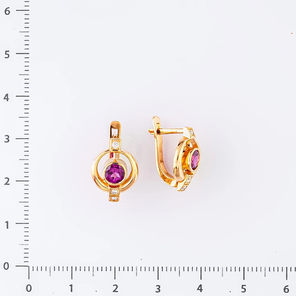Серьги с ситаллом из красного золота 585 пробы