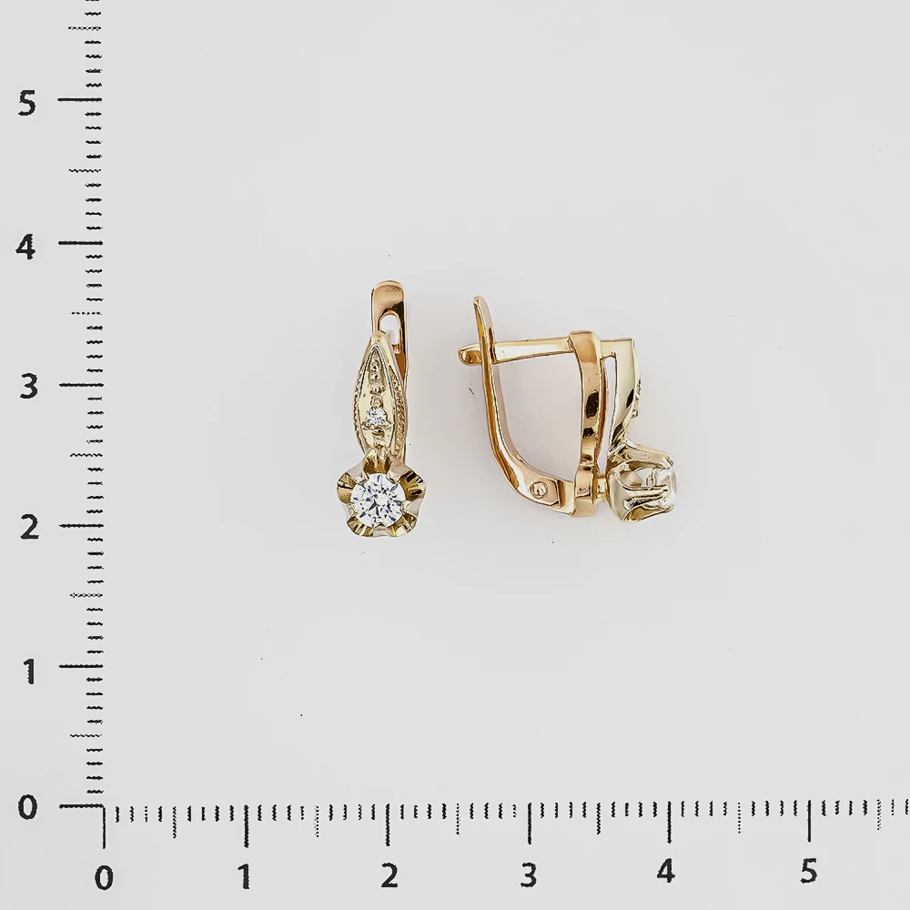 Серьги с фианитом из красного золота 585 пробы