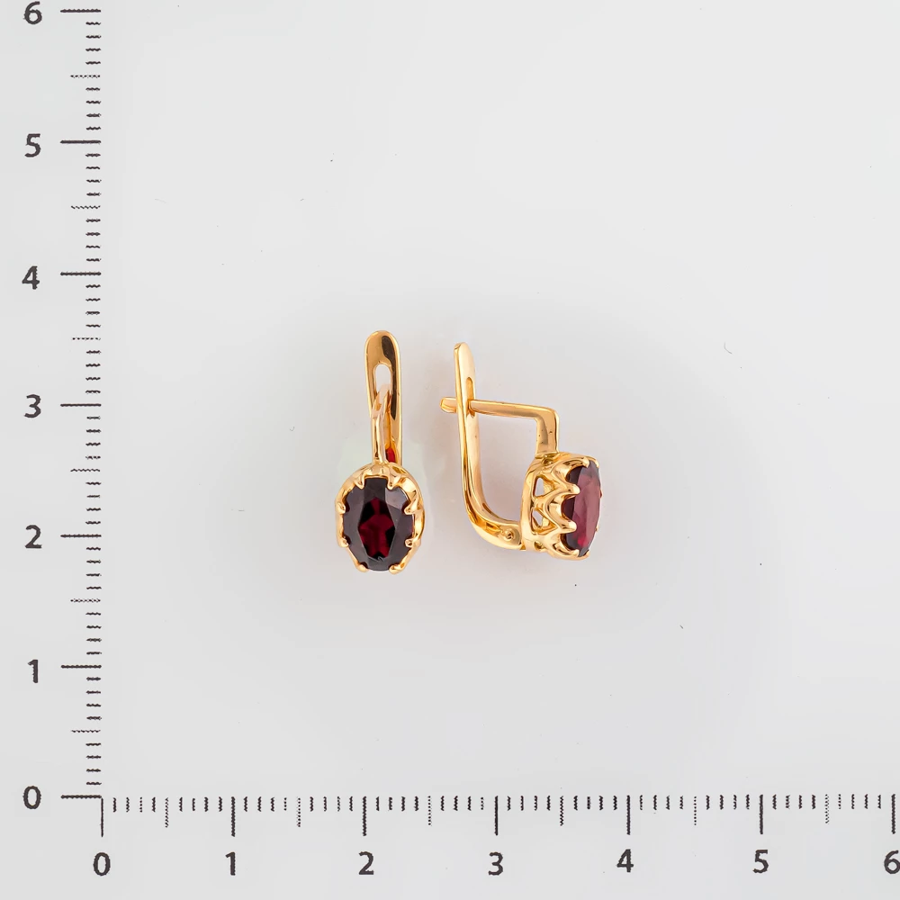 Серьги с гранатом из красного золота 585 пробы