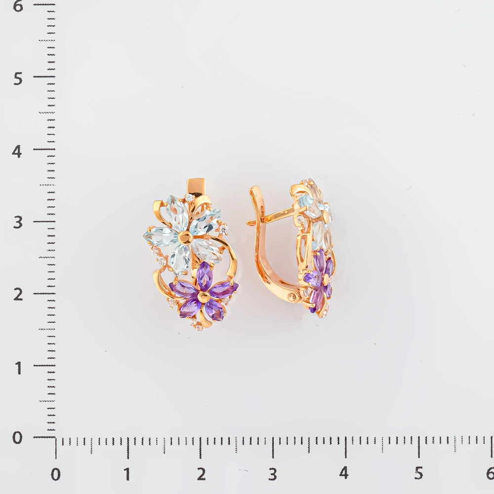 Серьги с топазом из красного золота 585 пробы