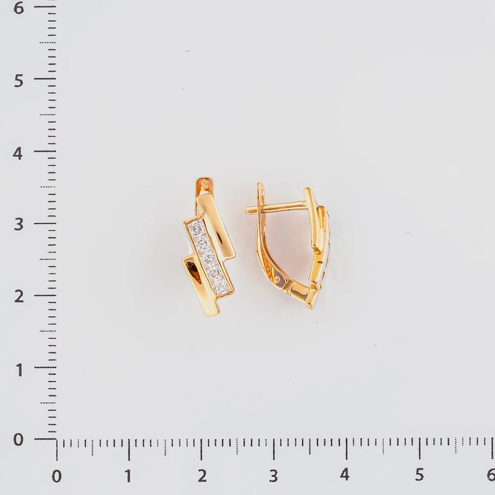 Серьги с фианитом из красного золота 585 пробы