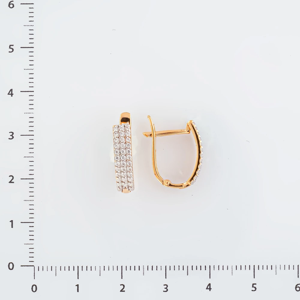 Серьги с фианитом из красного золота 585 пробы