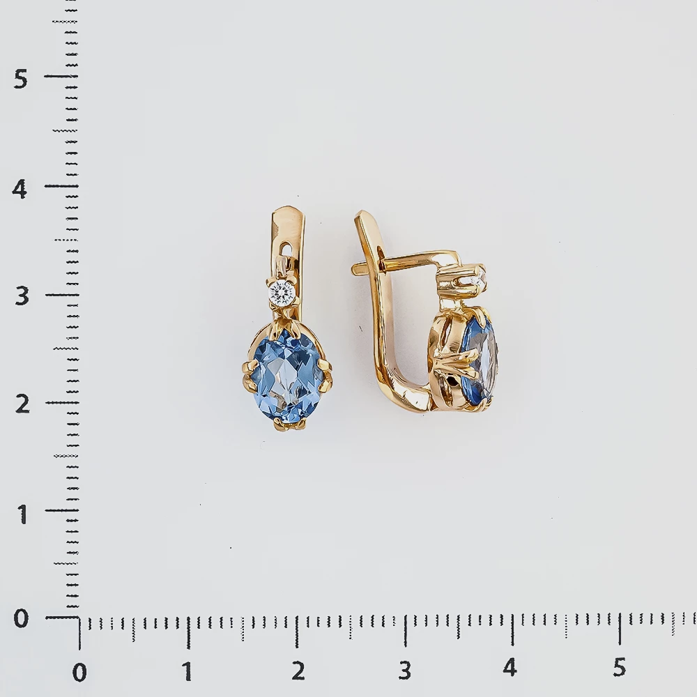 Серьги с топазом из красного золота 585 пробы
