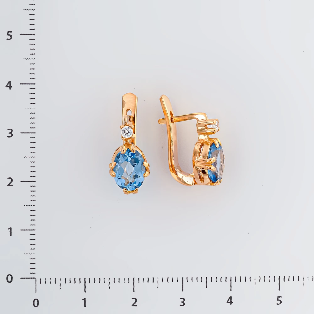 Серьги с топазом из красного золота 585 пробы