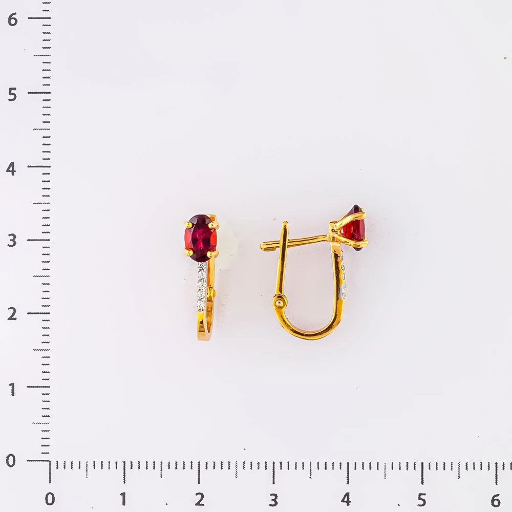 Серьги с гранатом из красного золота 585 пробы