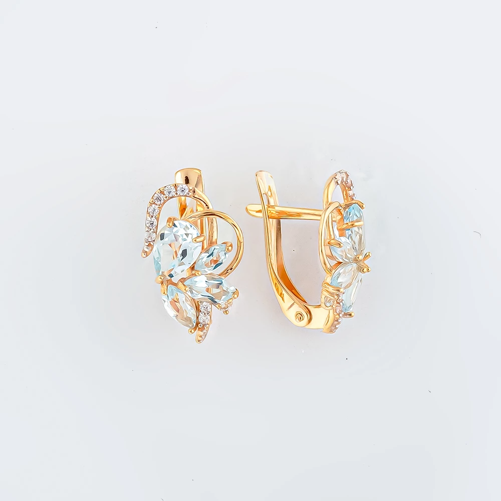Серьги с топазом из красного золота 585 пробы