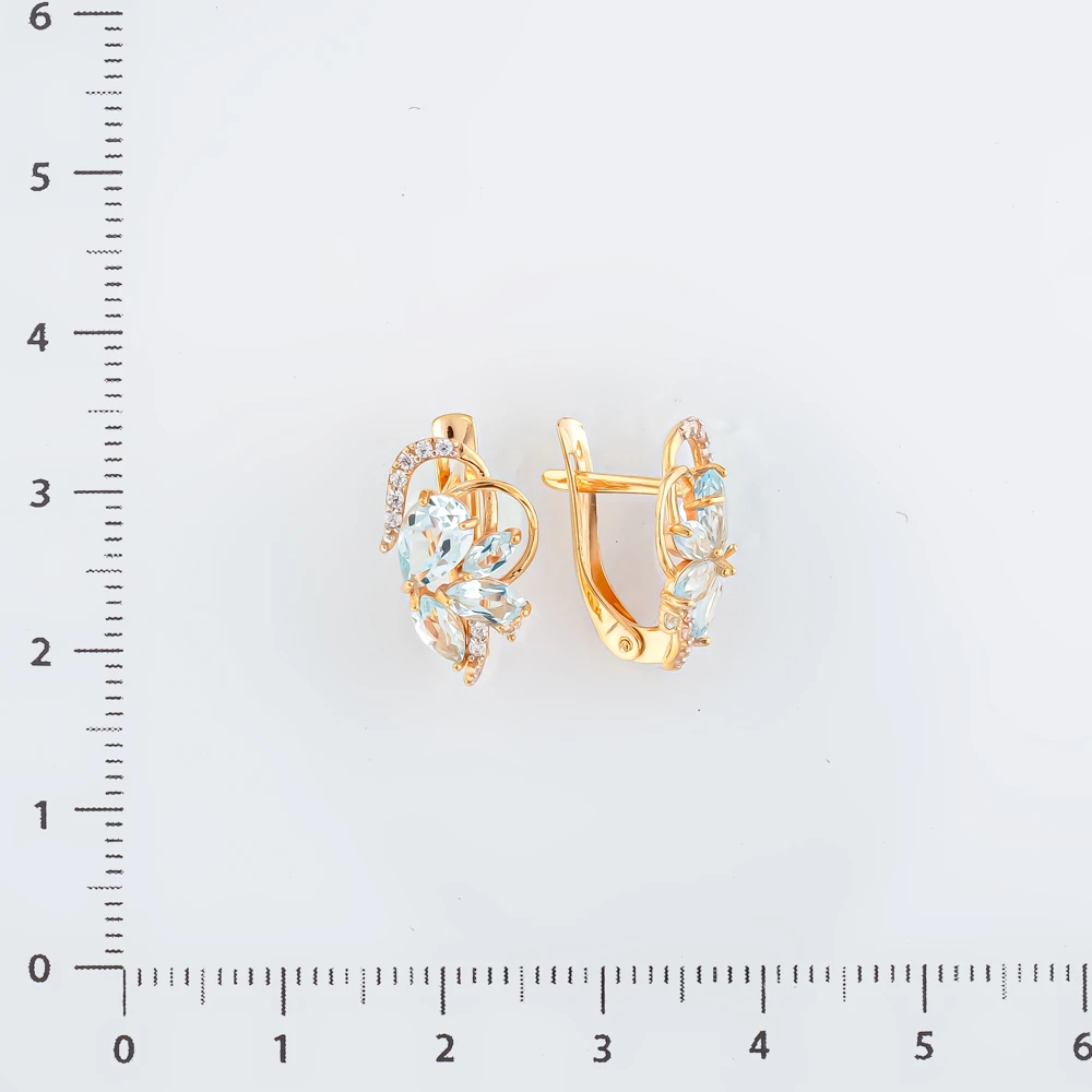 Серьги с топазом из красного золота 585 пробы