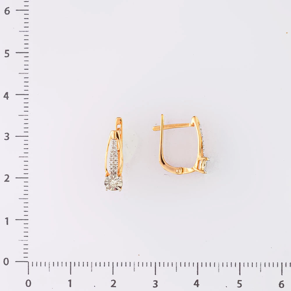 Серьги с бриллиантом из красного золота 585 пробы