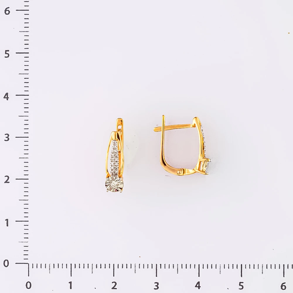 Серьги с бриллиантом из красного золота 585 пробы