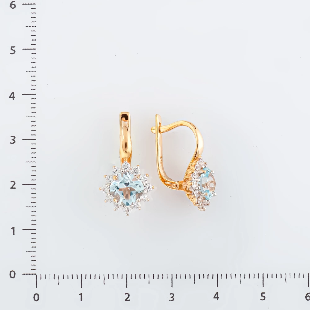 Серьги с топазом из красного золота 585 пробы