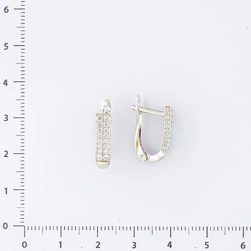 Серьги с фианитом из белого золота 585 пробы