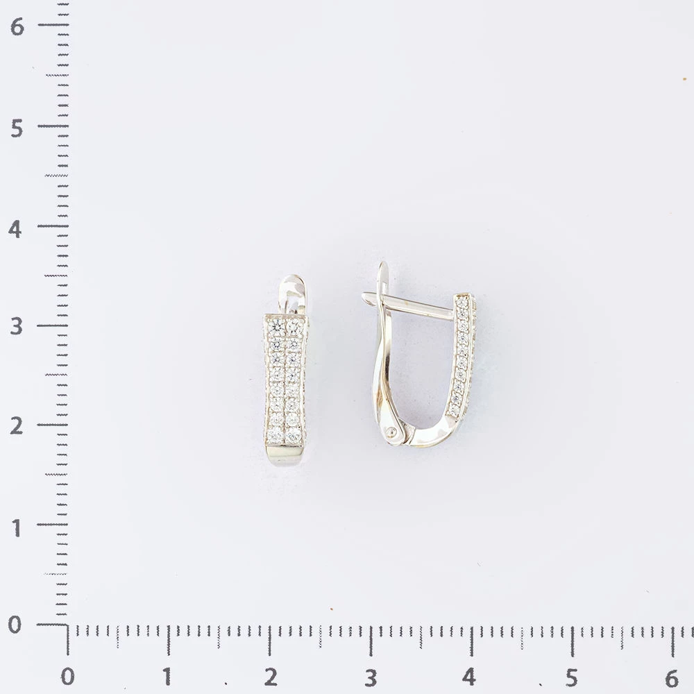 Серьги с фианитом из белого золота 585 пробы