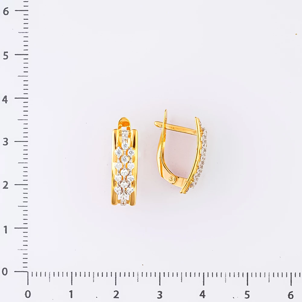 Серьги с фианитом из красного золота 585 пробы