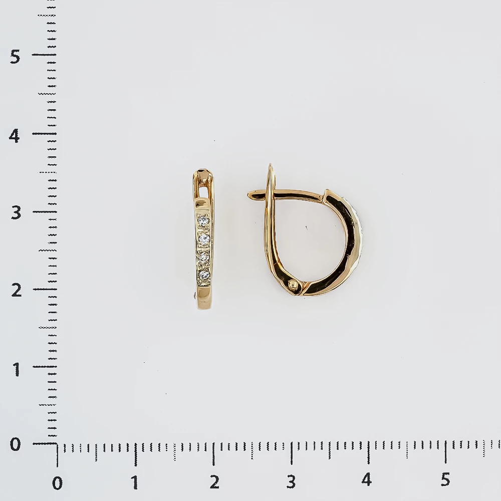 Серьги с фианитом из красного золота 585 пробы