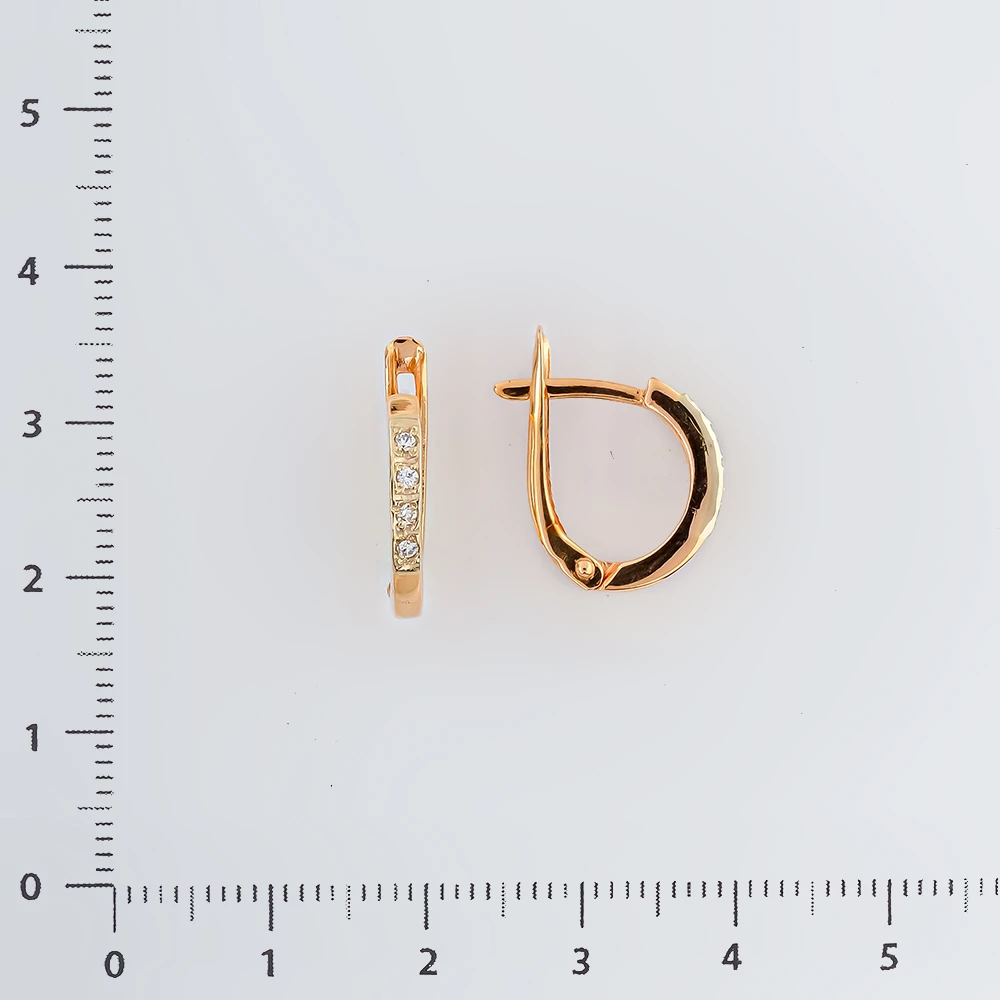 Серьги с фианитом из красного золота 585 пробы