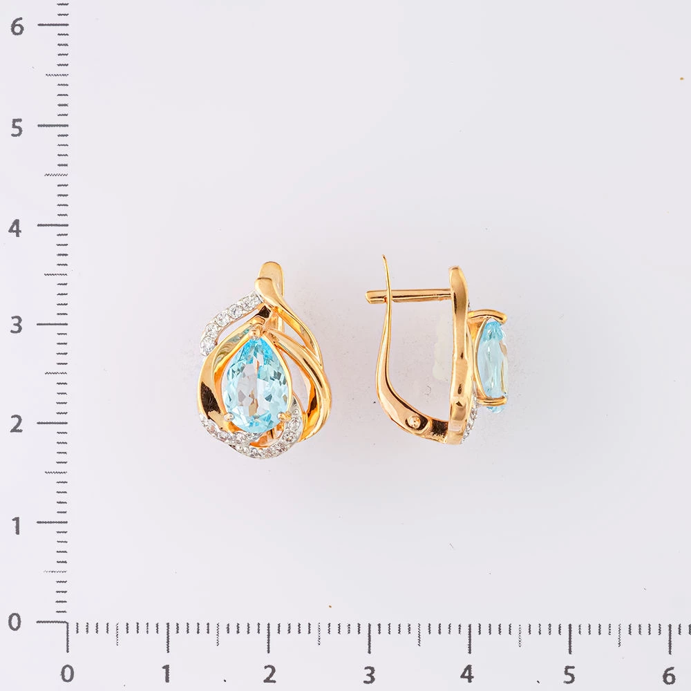 Серьги с топазом из красного золота 585 пробы