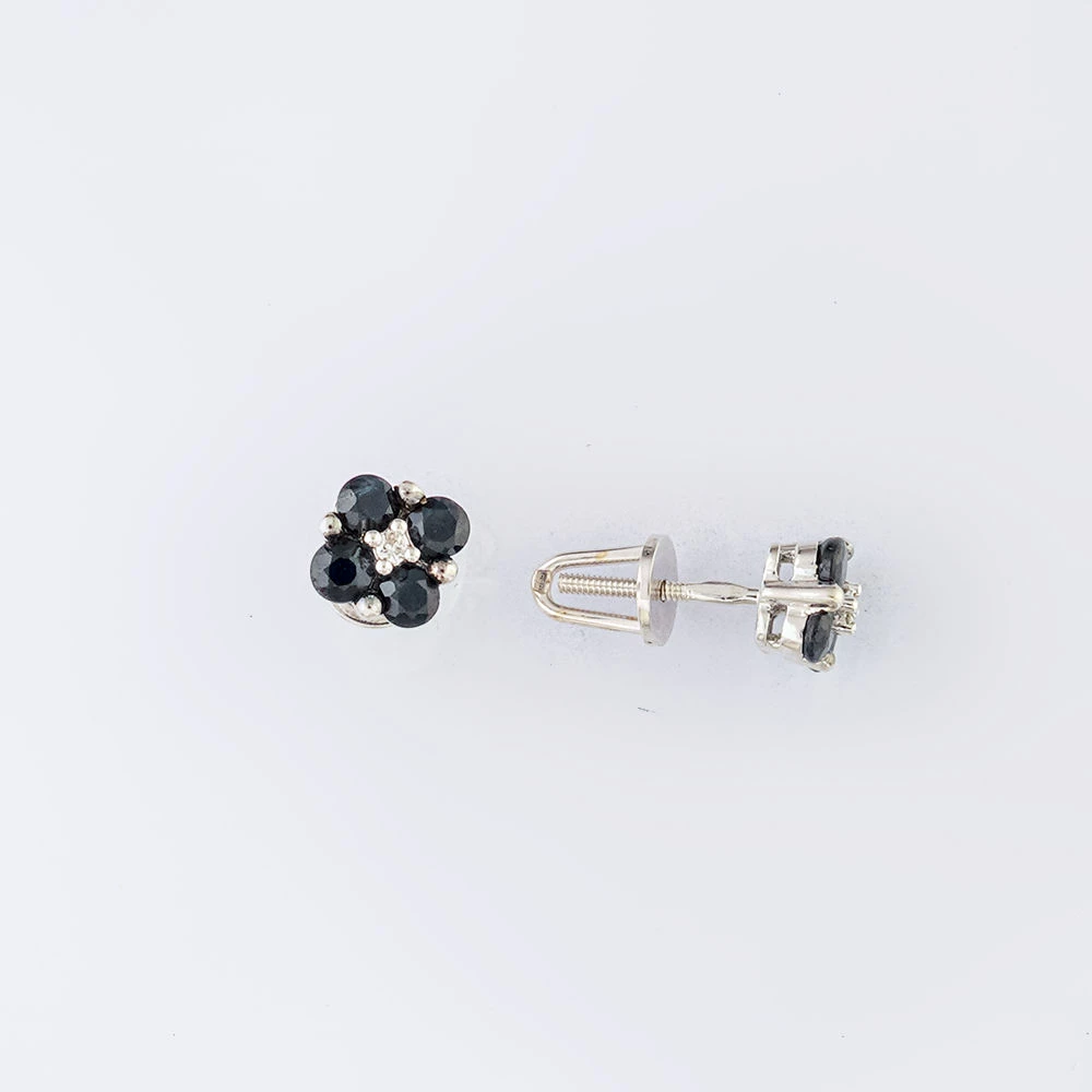 Серьги с сапфиром из белого золота 585 пробы