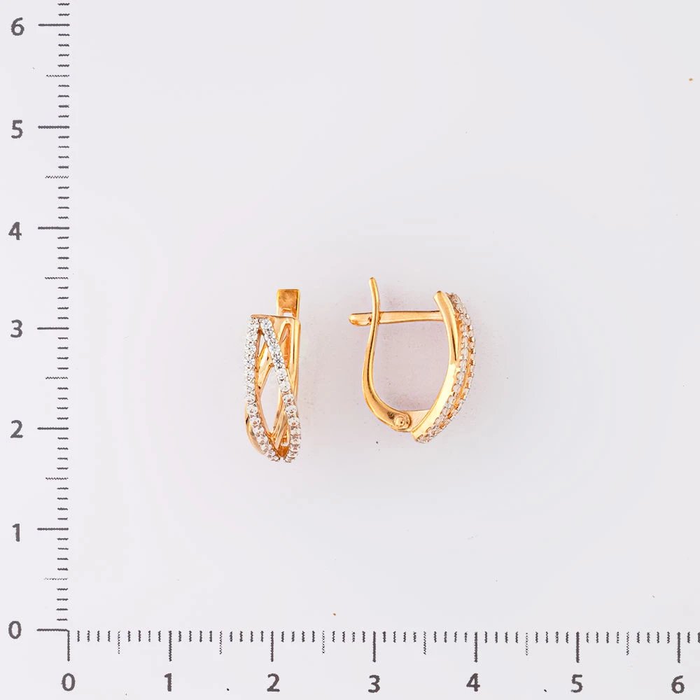 Серьги с фианитом из красного золота 585 пробы