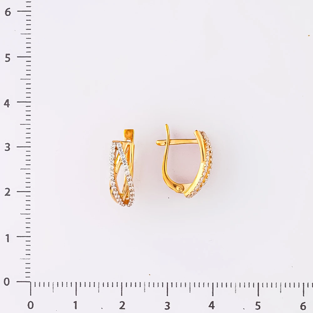 Серьги с фианитом из красного золота 585 пробы