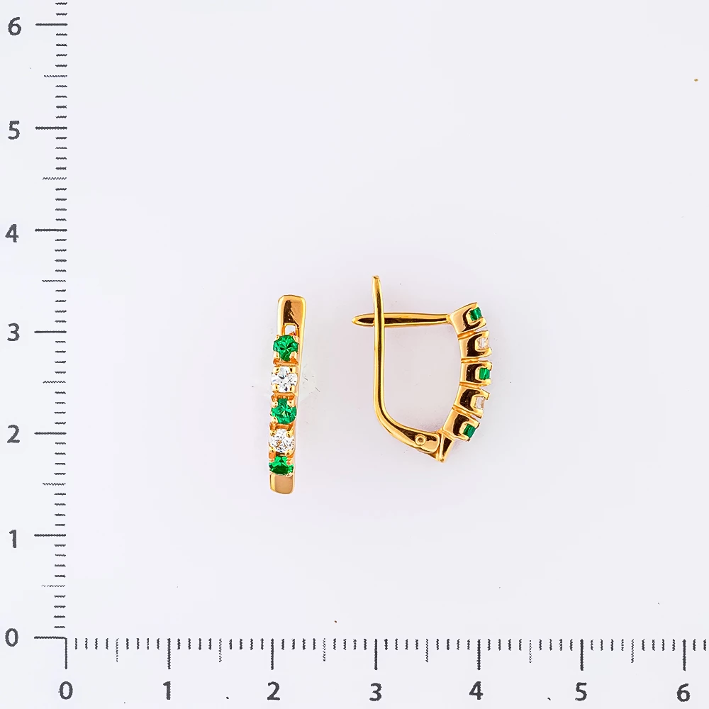 Серьги с фианитом из красного золота 585 пробы