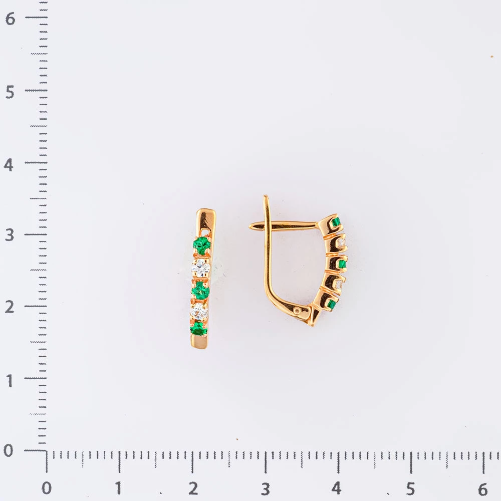 Серьги с фианитом из красного золота 585 пробы