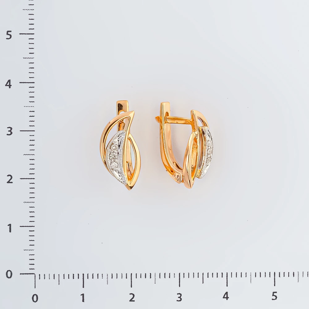 Серьги с бриллиантом из красного золота 585 пробы