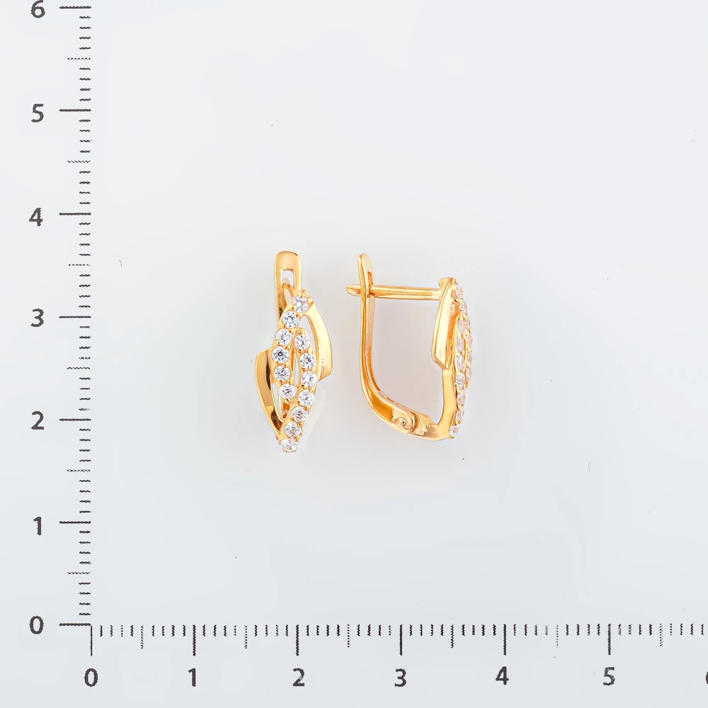 Серьги с фианитом из красного золота 585 пробы