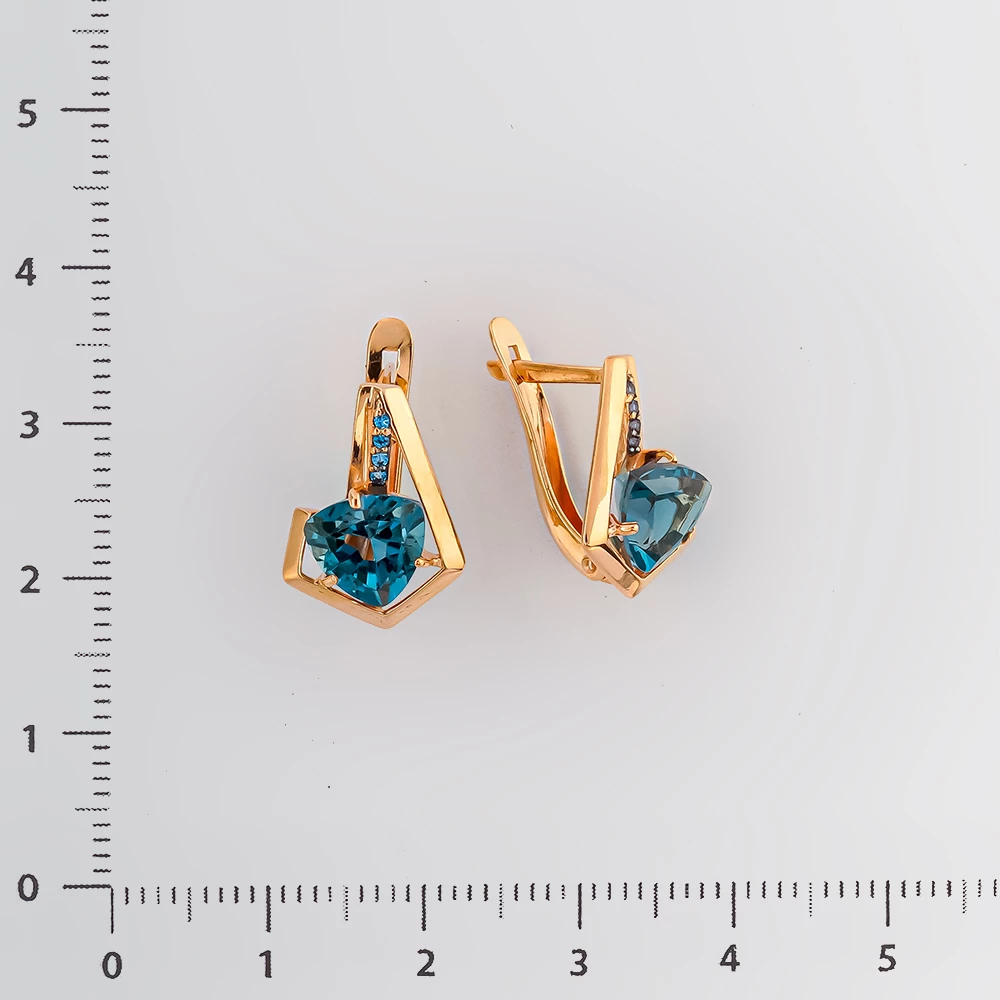 Серьги с топазом лондон из белого золота 585 пробы