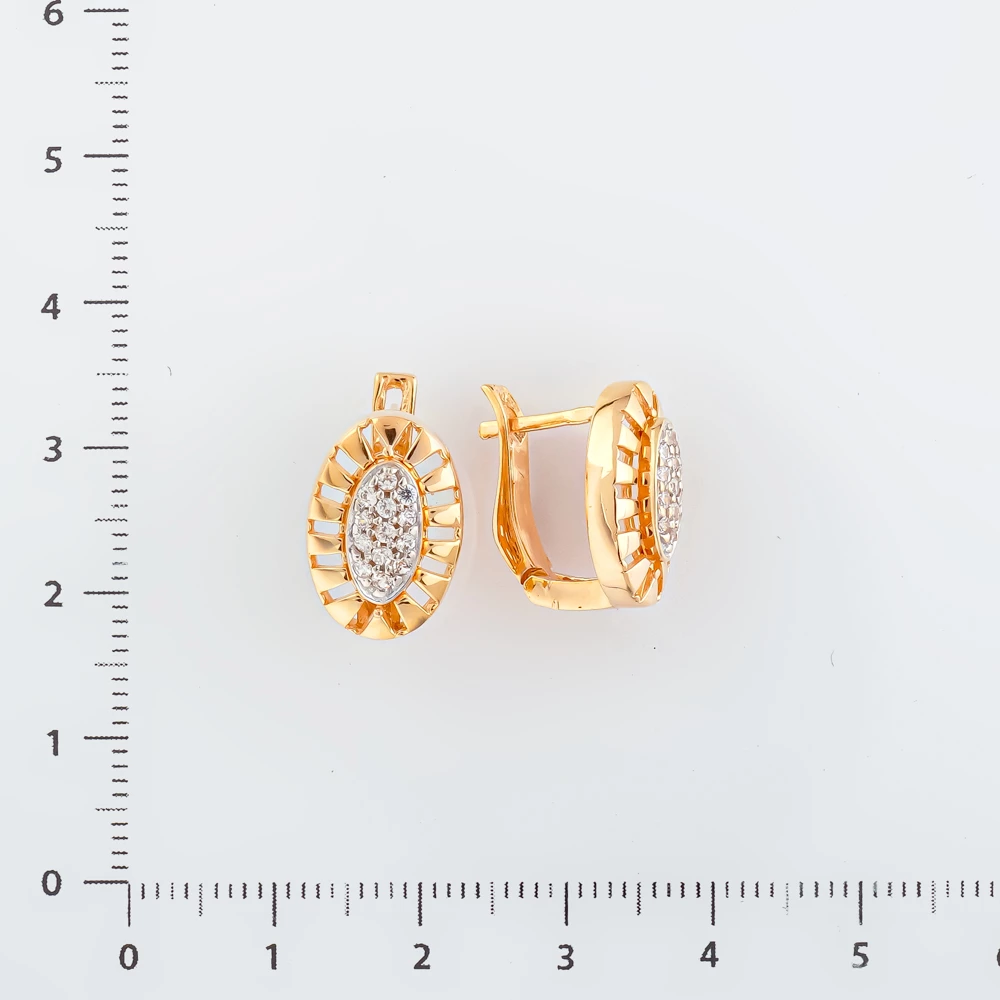 Серьги с фианитом из красного золота 585 пробы