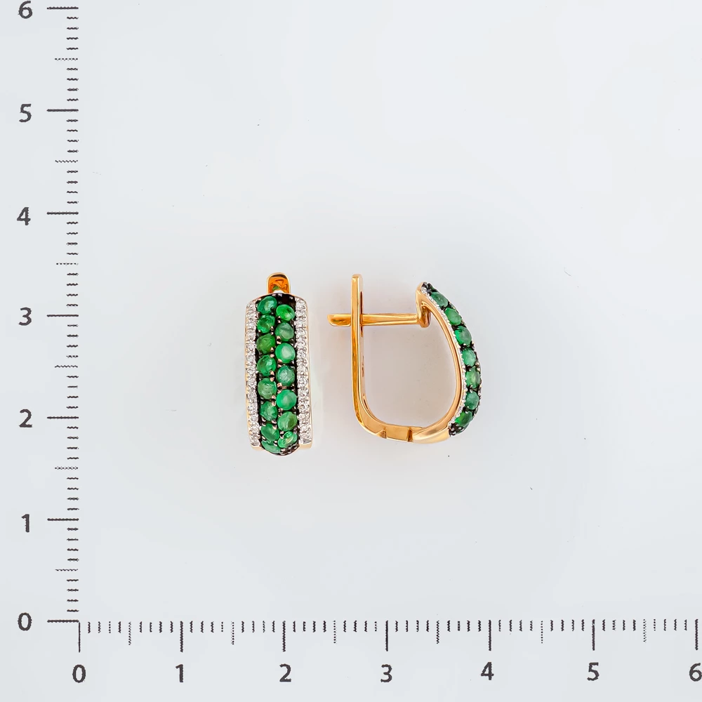 Серьги с изумрудом из красного золота 585 пробы