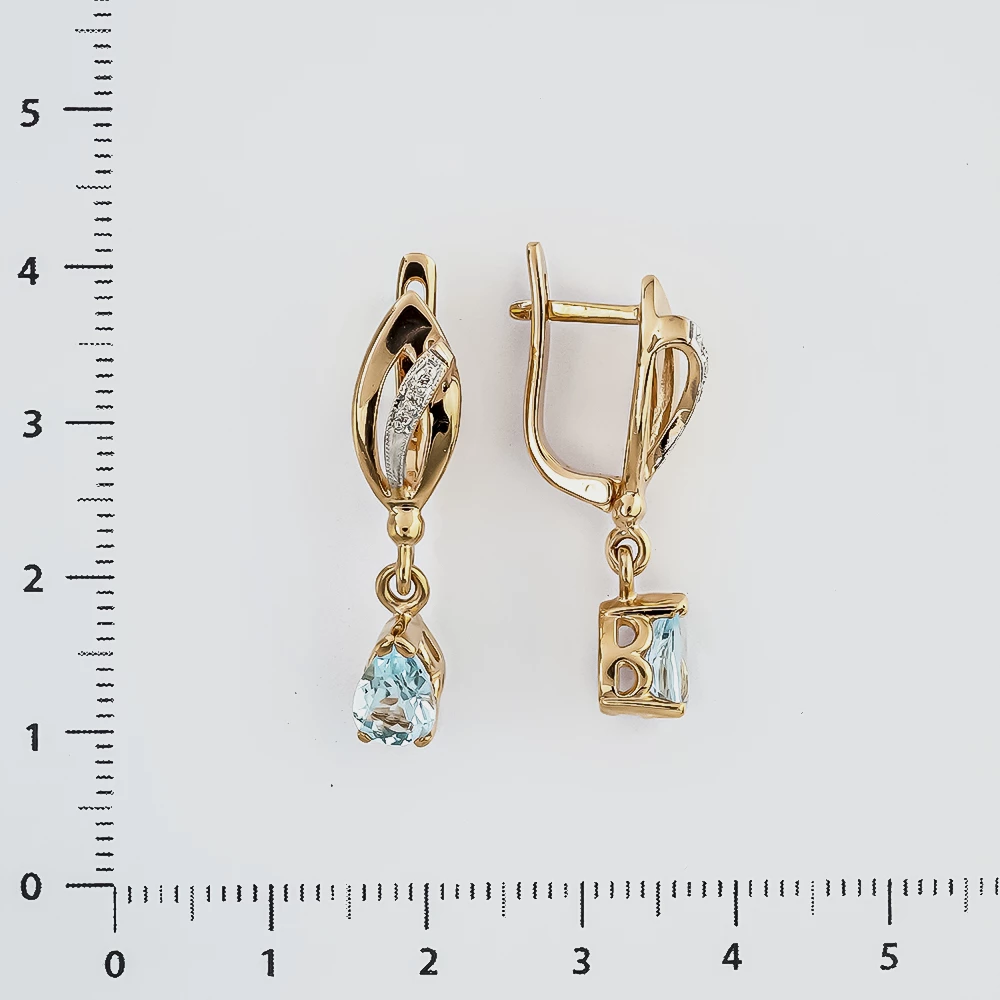 Серьги с топазом из красного золота 585 пробы