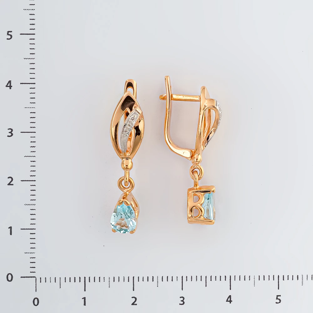 Серьги с топазом из красного золота 585 пробы
