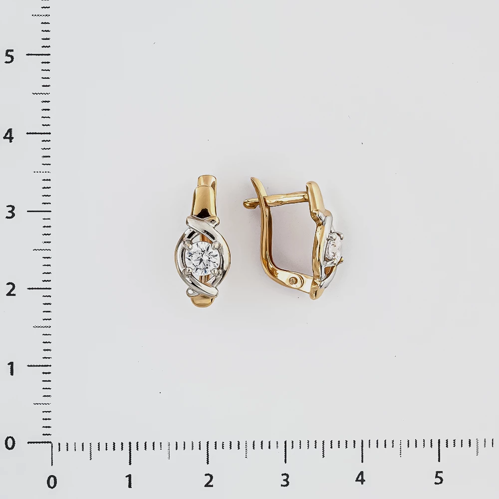 Серьги с фианитом из красного золота 585 пробы