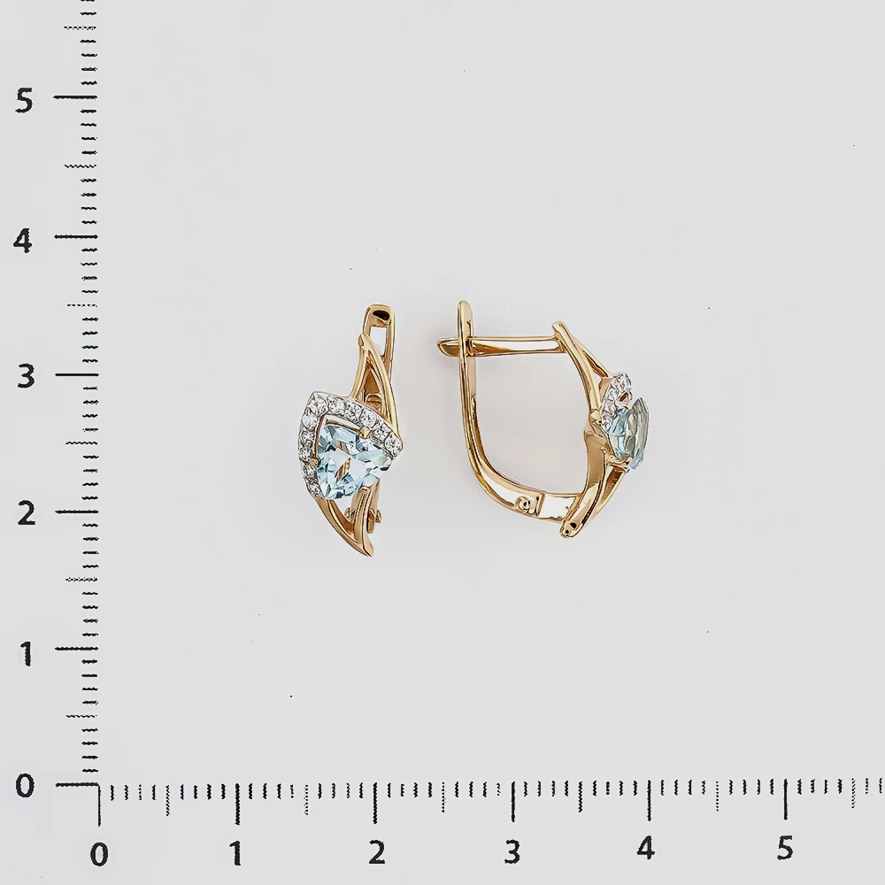 Серьги с топазом из красного золота 585 пробы