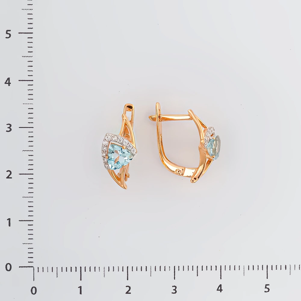 Серьги с топазом из красного золота 585 пробы