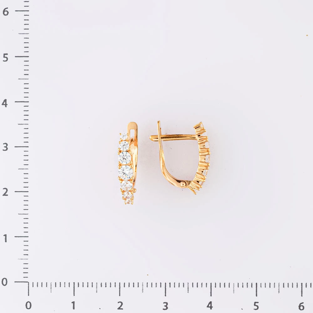 Серьги с фианитом из красного золота 585 пробы