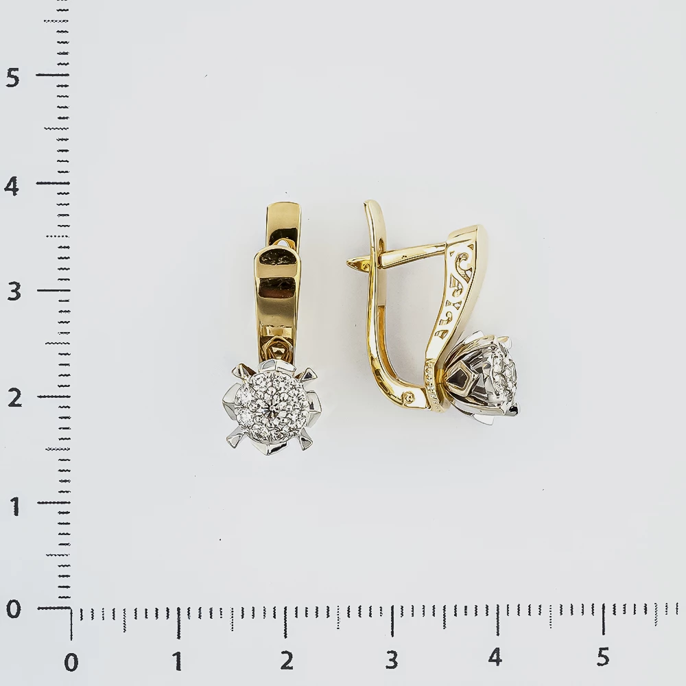 Серьги с бриллиантом из желтого золота 585 пробы