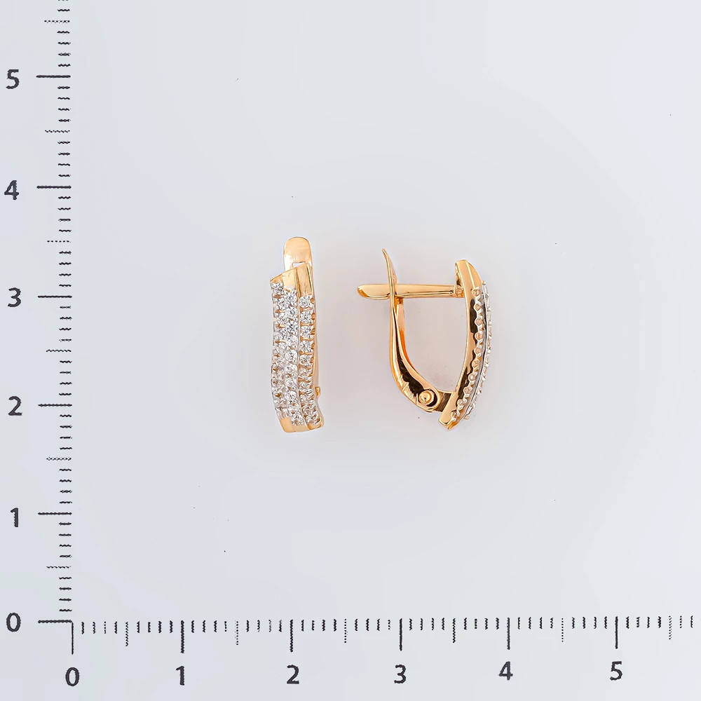 Серьги с фианитом из красного золота 585 пробы