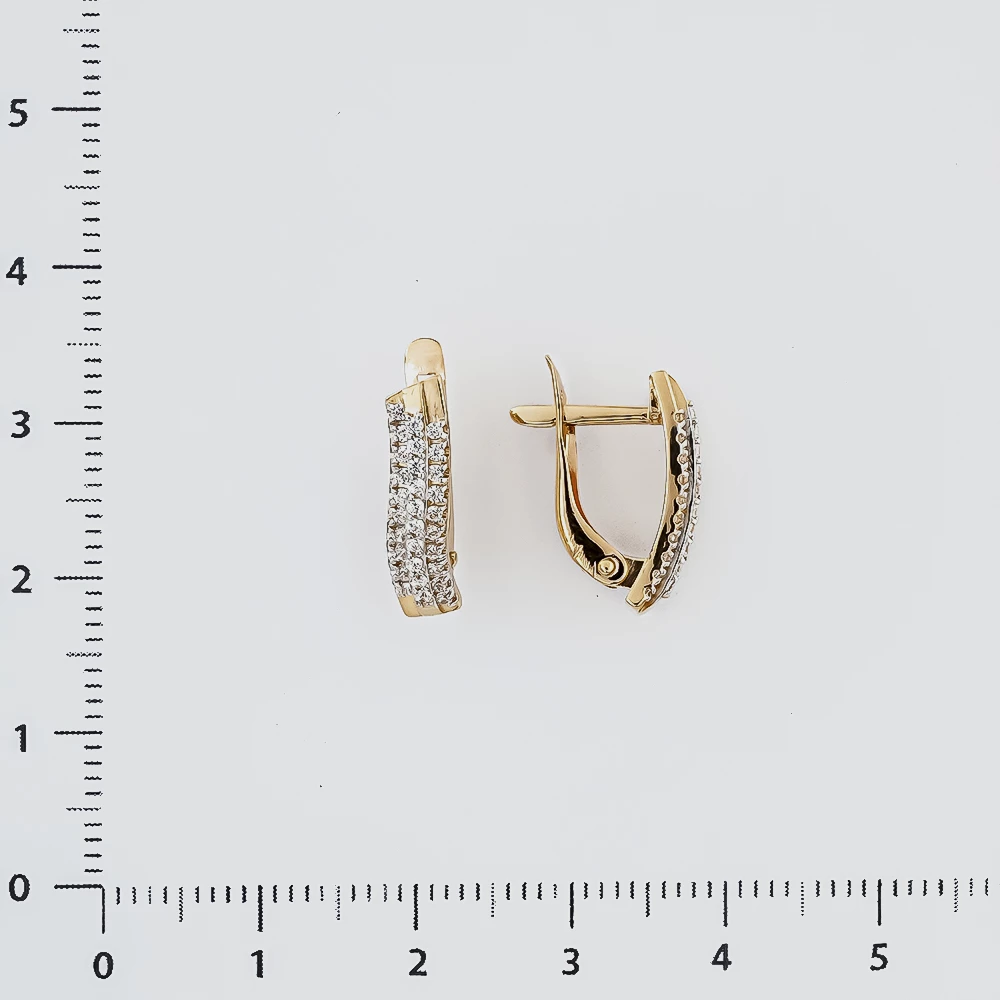Серьги с фианитом из красного золота 585 пробы